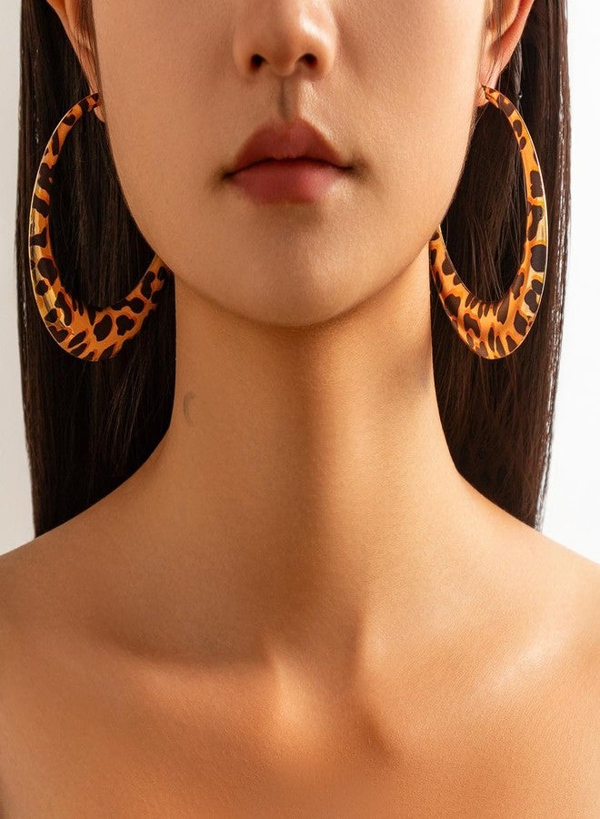 Cicod Leopard Hoop Earrings for Women Exaggerated 80s 90s Zebra Chunky Statement Hoops Earring Hypoallergenic Cows Big Hoops Y2k Jewelry Outfits Accessories - Image 3